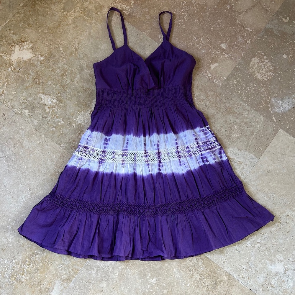 Mileage Purple Tie Dye Summer Dress, Size M